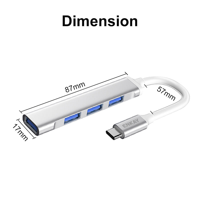 ENK-AT114 Multi-Port Hub Adapter 4 in 1 USB3.0 Extender Type-C Docking Station with USB3.0 + 3 USB2.0