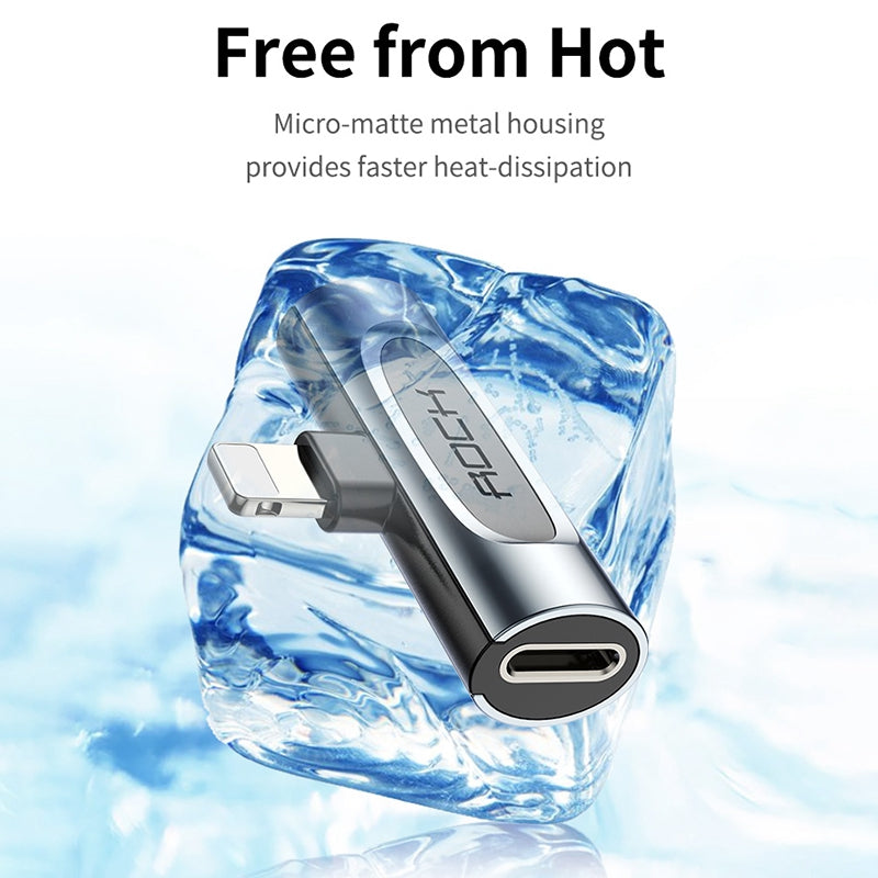 ROCK A Type Lightning Male to Lightning + 3.5mm Female Jack Charging Converter Metal Earphone Audio Adapter