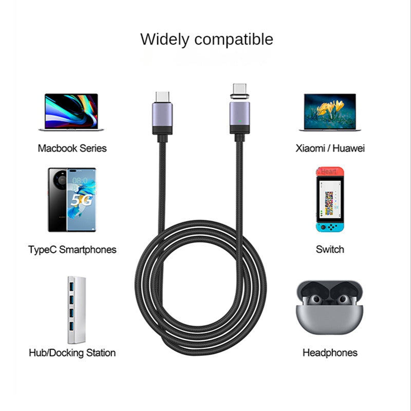 1m PD 100W 20V / 5A Fast Charging USB-C to Type C Magnetic Connector Cable for Laptop / Tablet / Mobile Phone