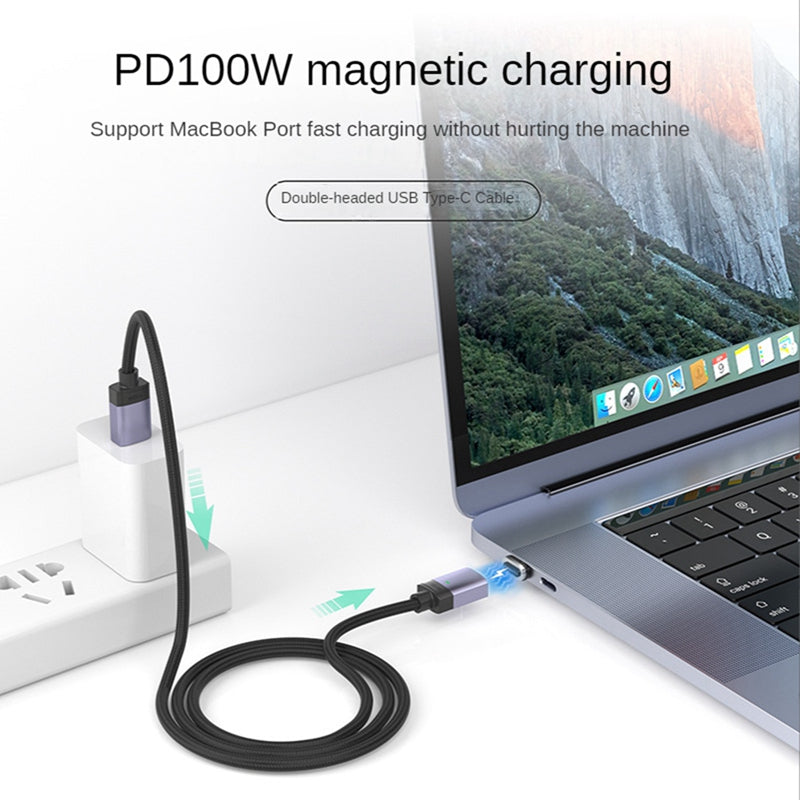1m PD 100W 20V / 5A Fast Charging USB-C to Type C Magnetic Connector Cable for Laptop / Tablet / Mobile Phone
