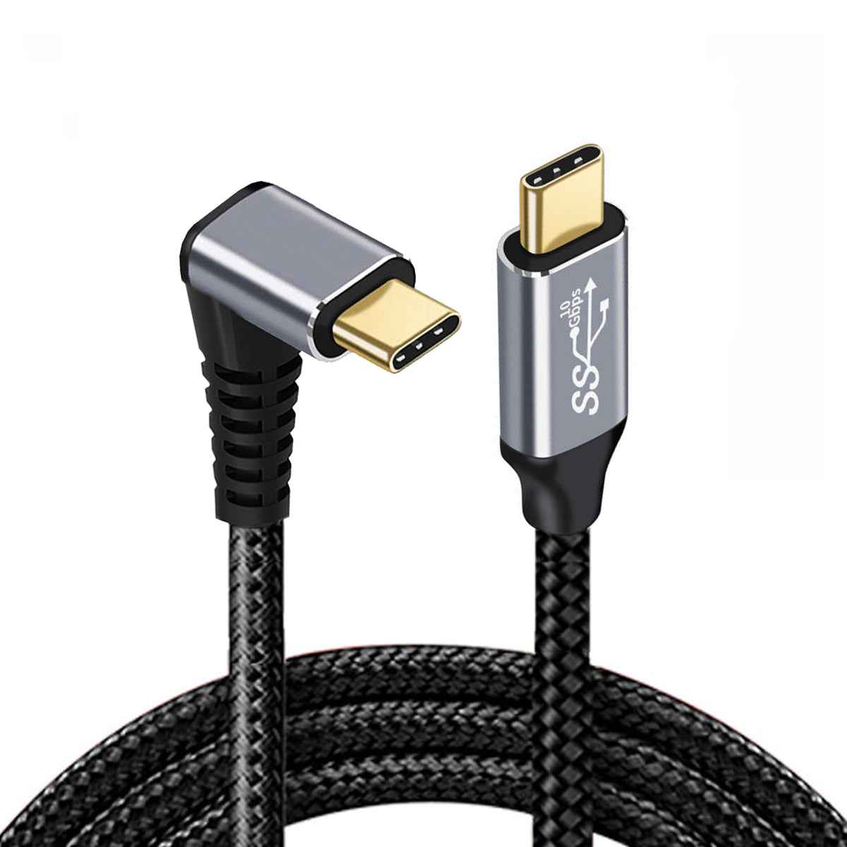 UC-064-UP-1.0M 90-Degree Angled Type-C USB-C Male to Male USB3.1 10Gbps 100W Fast Charging Data Cable with E-marker Chip
