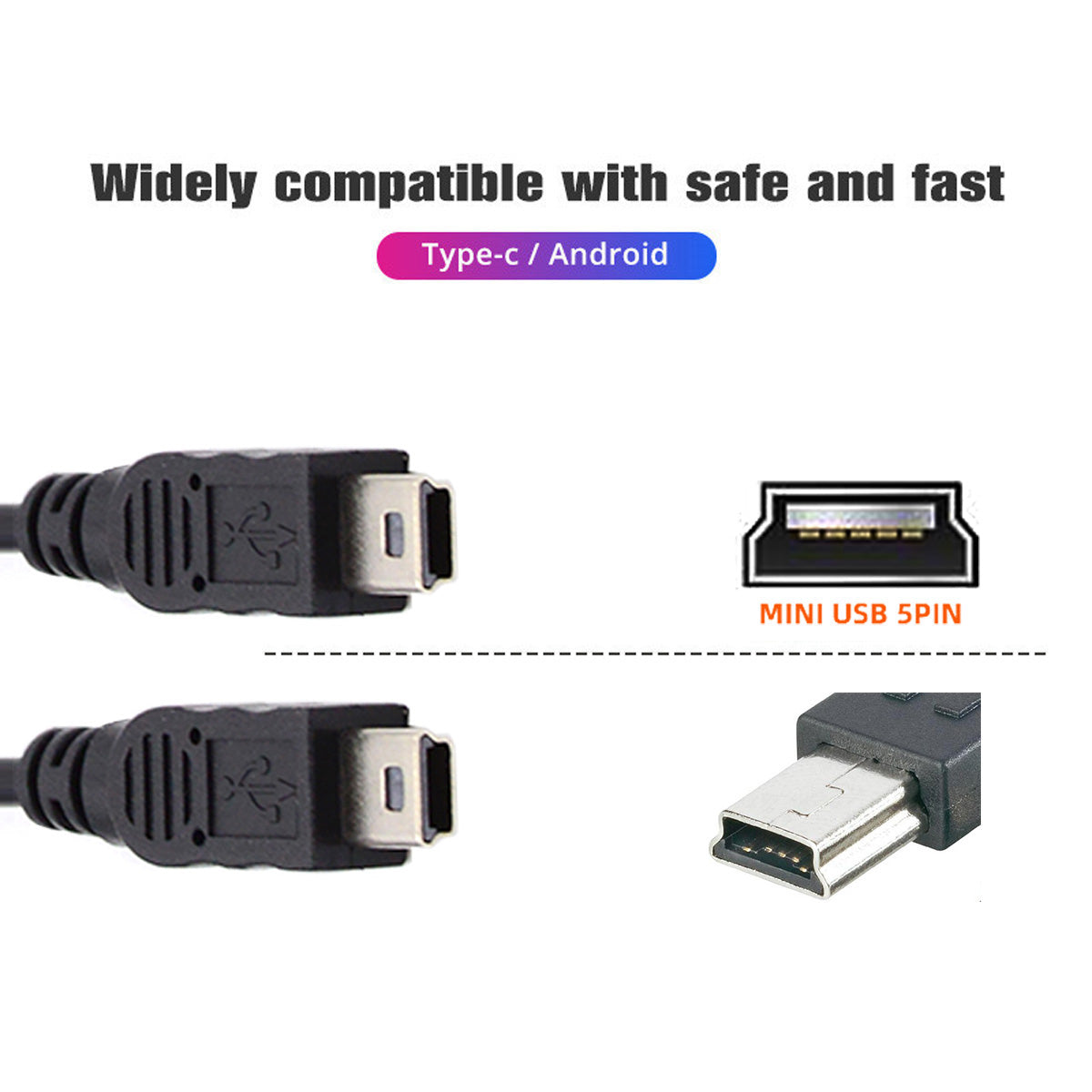 U2-069-TC004 Mini USB 2.0 Female DC 5V to Dual Mini USB 5Pin Male Splitter Extension Charge Cable