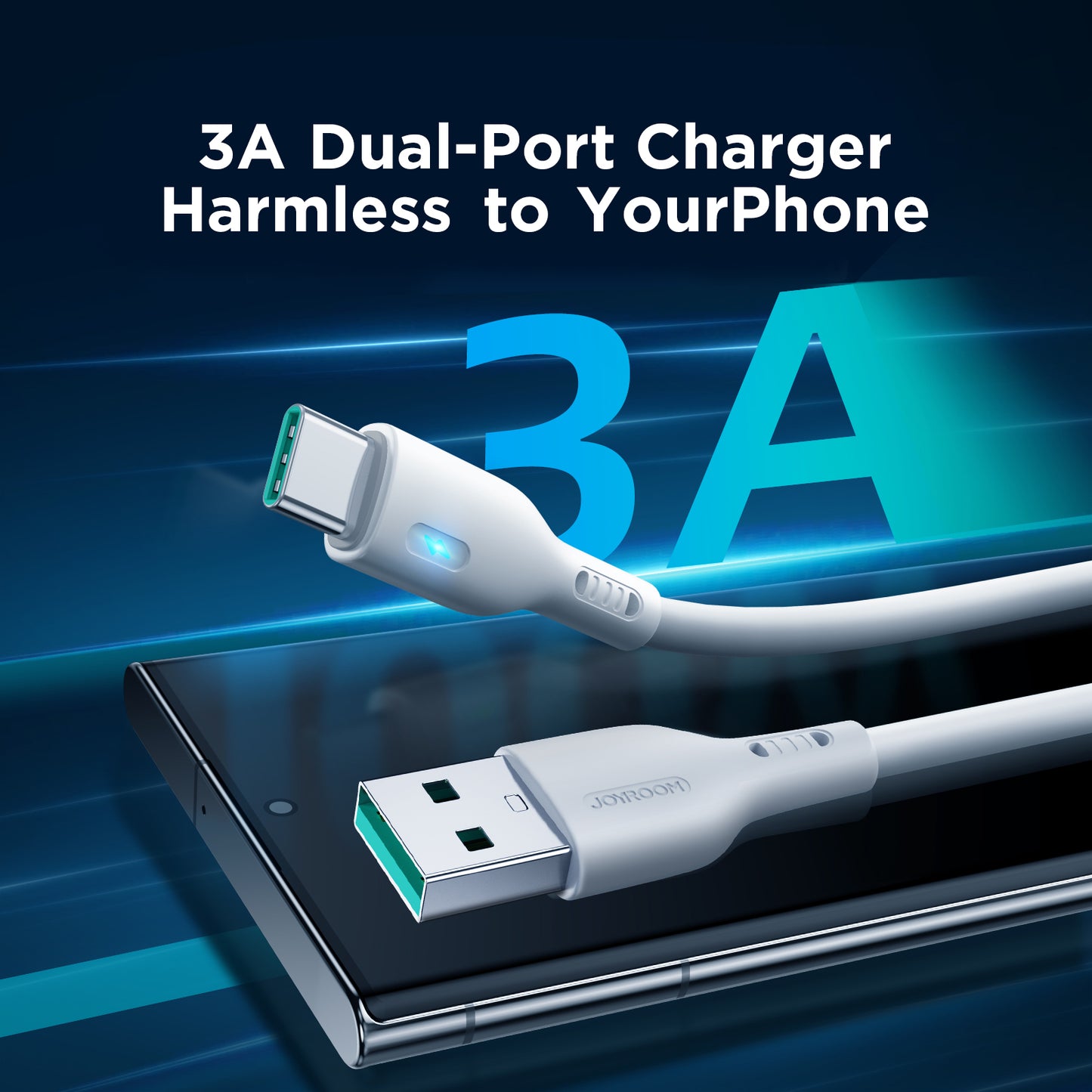 Joyroom S-UC027A13 1.2m USB-A to Type-C 3A Fast Charging 480Mbps Data Cable - Black