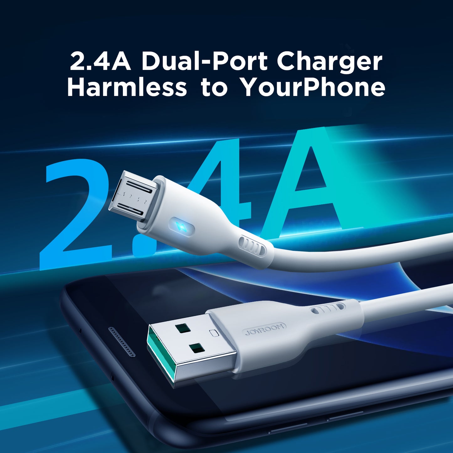 Joyroom S-UM018A13 1.2m USB-A to Micro 2.4A Fast Charging Cable Support Data Transmission - Black