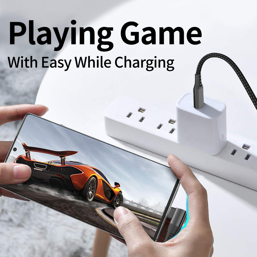 1m Dual Angled Type-C PD 60W Charging Cable for Cell Phones, Tablets, Laptops Nylon Braided USB2.0 Data Cable - Black