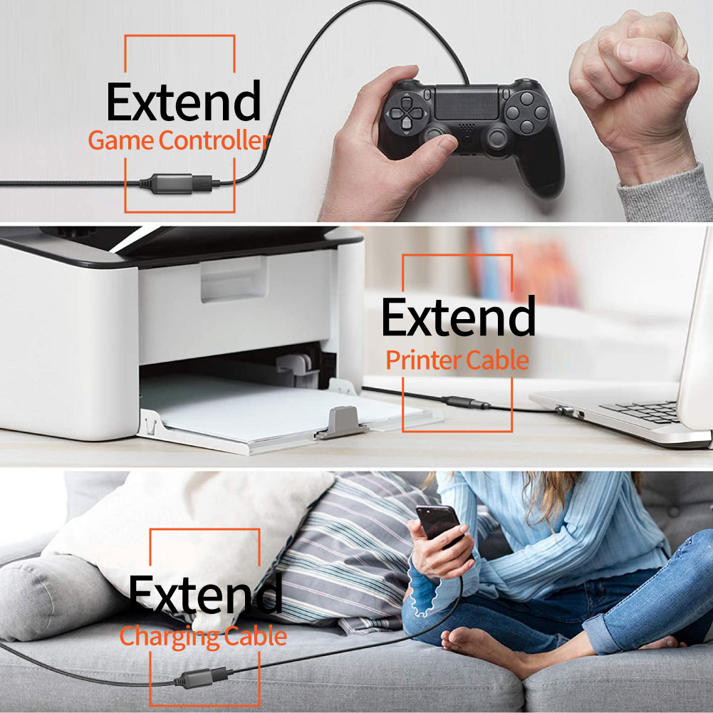 1m USB 3.0 Male to Female Data Cable 5Gbps Data Transmission Nylon Braided Extension Cord - Grey