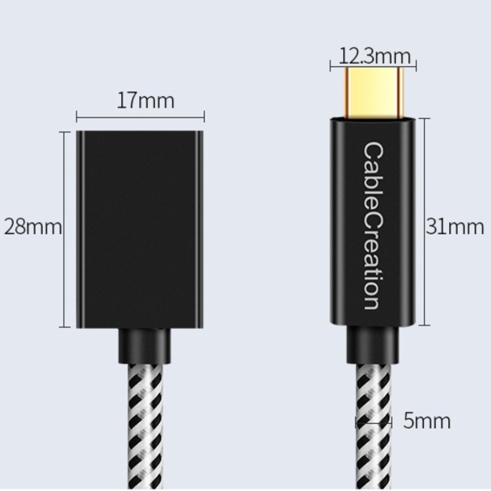 Cablecreation 1m Type-C Male to Female Extension Cable High-Speed 10Gbps Type-C Charging Data Cable
