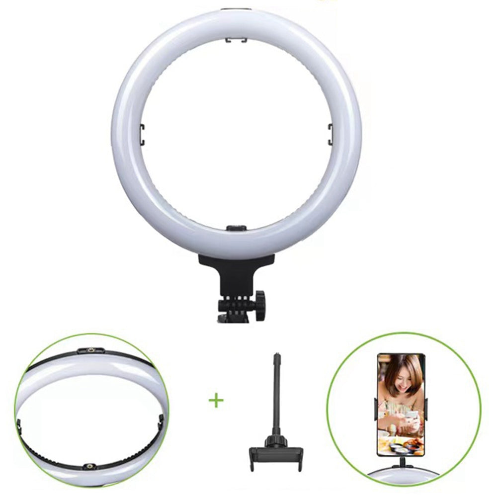 Uniqkart 828 Desktop Video Ring Light LED Selfie Lamp Live Streaming Phone Photography Stand with Bluetooth Remote Control