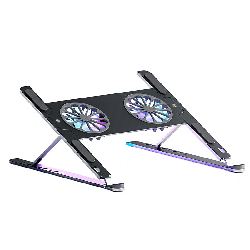 Uniqkart P11F Foldable Laptop Cooling Fan Radiator Stand Adjustable Angle Heat Dissipation Notebook Cooler - Small Fan / Grey