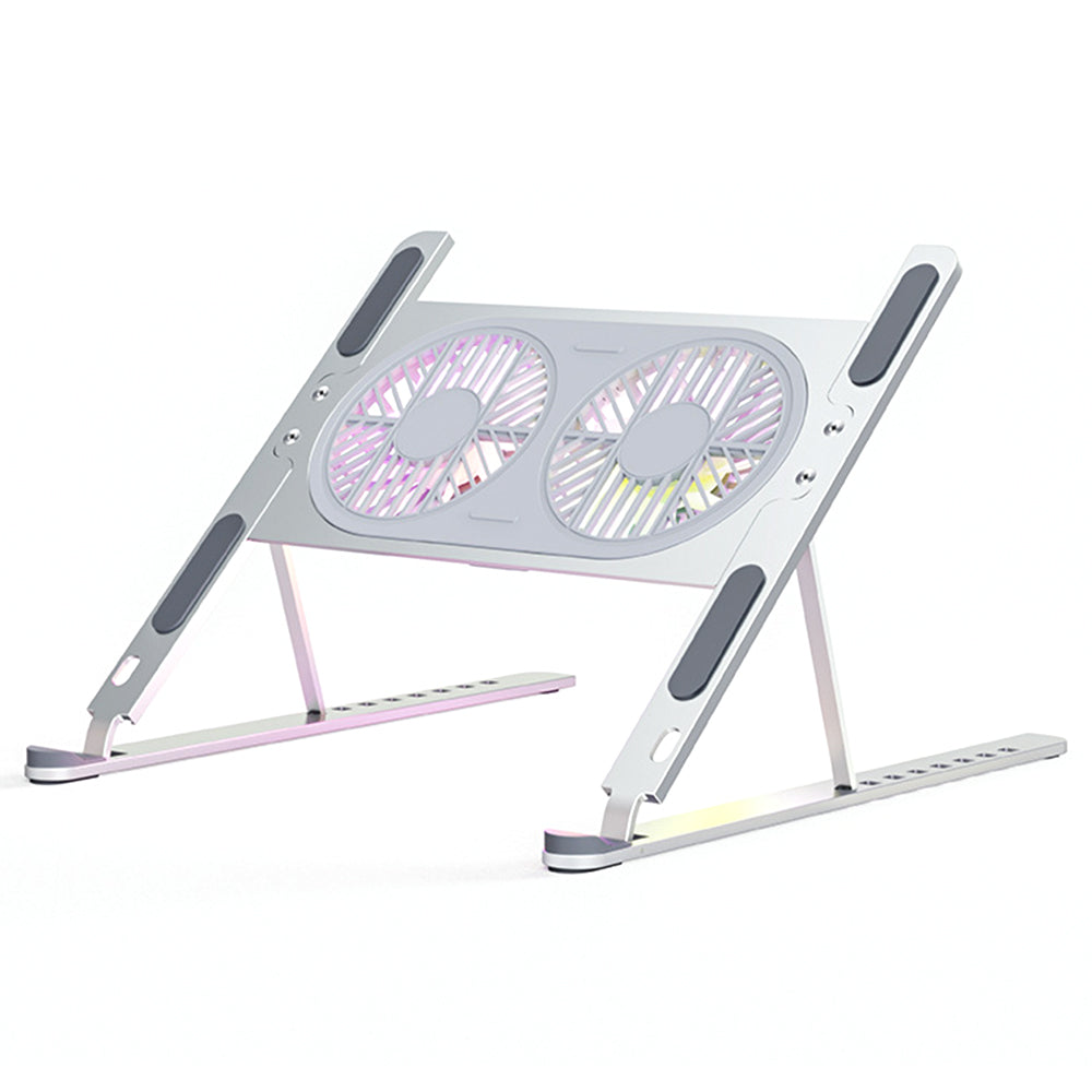Uniqkart P11F Foldable Laptop Cooling Fan Radiator Stand Adjustable Angle Heat Dissipation Notebook Cooler - Large Fan / Silver