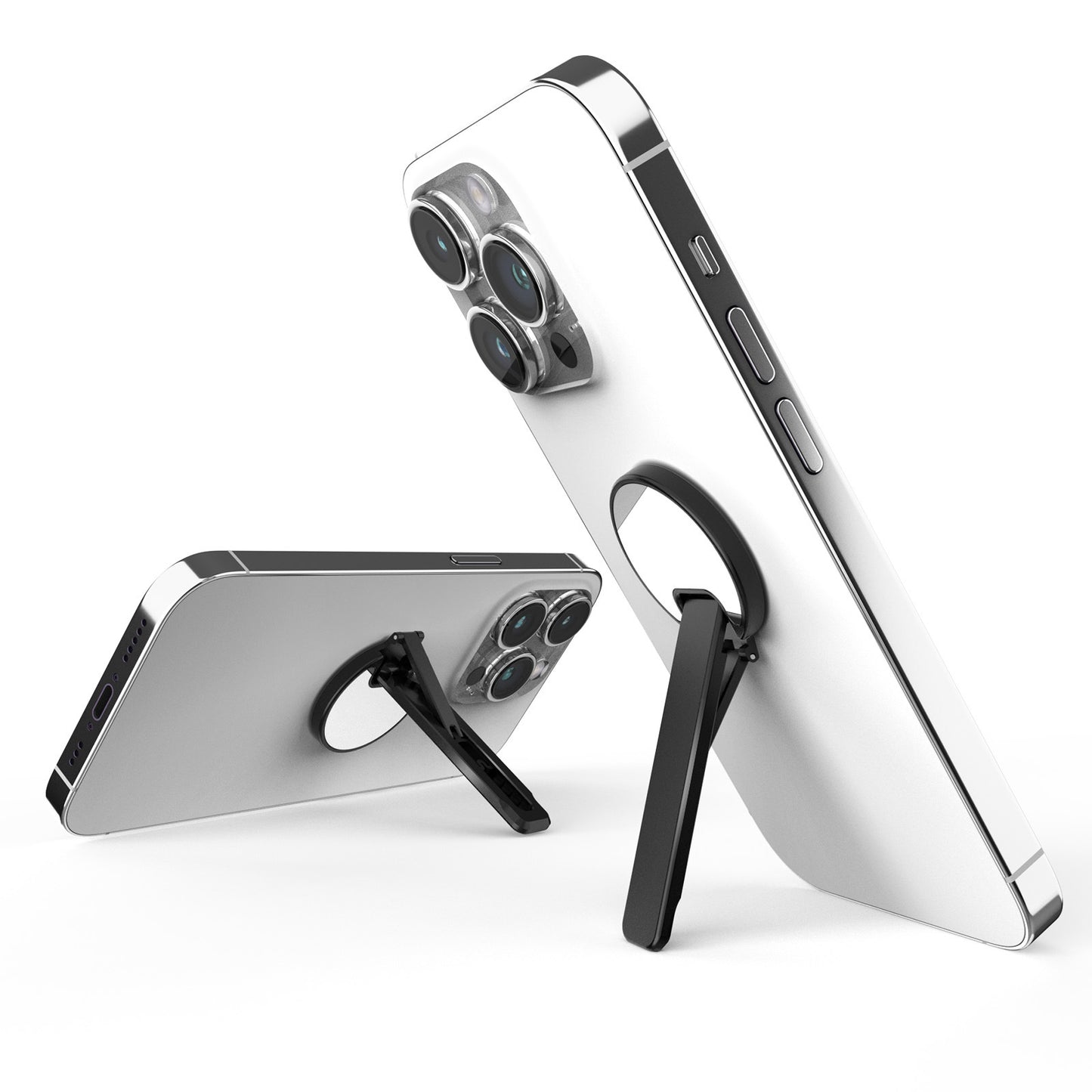 Cell Phone Ultra Thin Kickstand Folding Phone Back Stand Rotating Aluminum Alloy Phone Holder - Black
