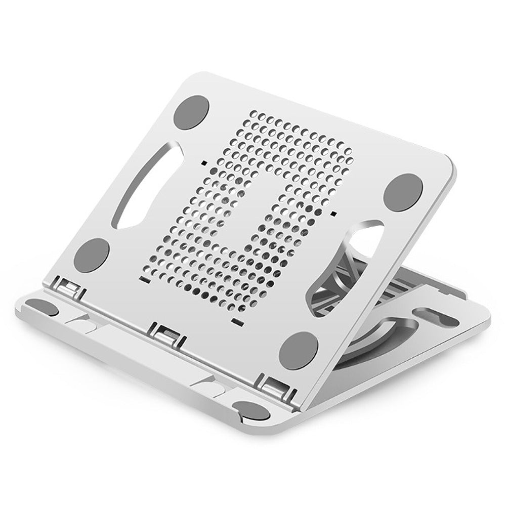 Portable Height Adjustable Laptop Cooling Base Rotatable Notebook Cooler Stand Phone Holder - White