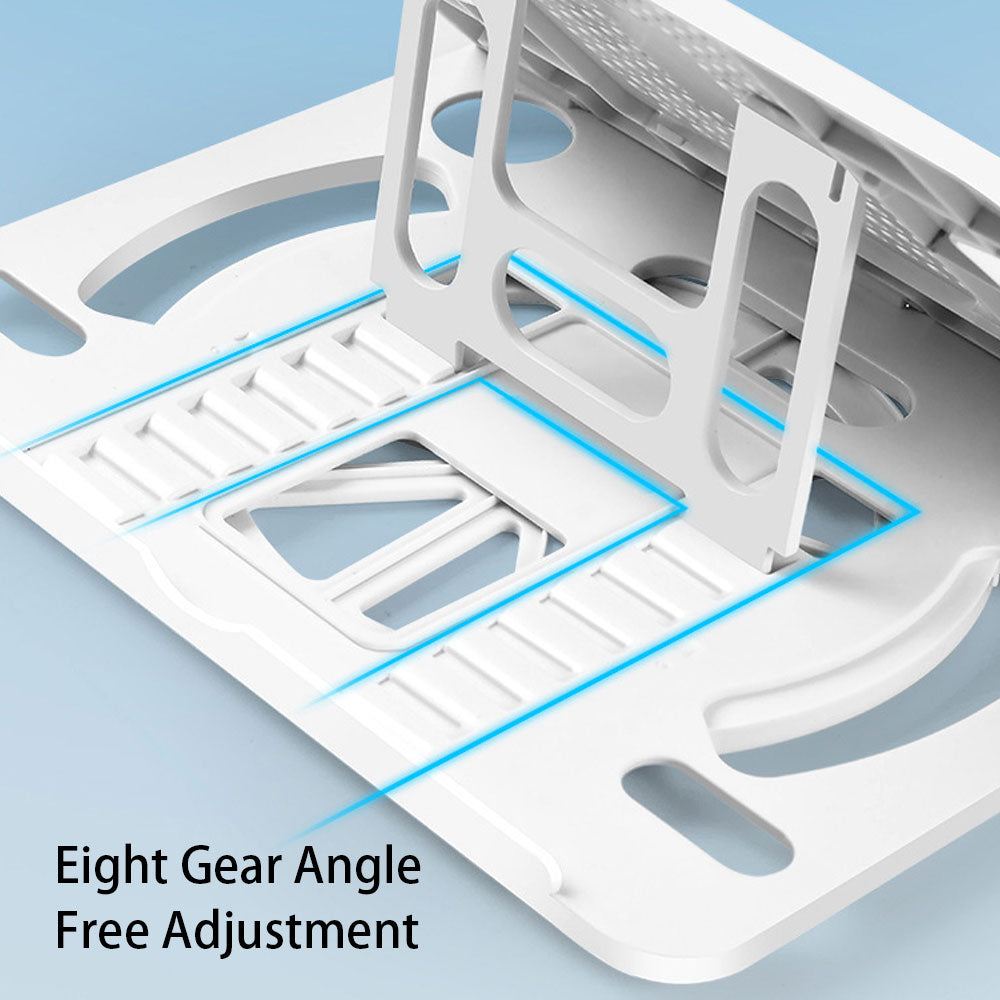 Portable Height Adjustable Laptop Cooling Base Rotatable Notebook Cooler Stand Phone Holder - White