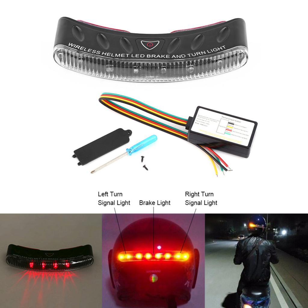 12V Wireless Motorcycle Helmet LED Brake Turn Signal Light Lamp Strip