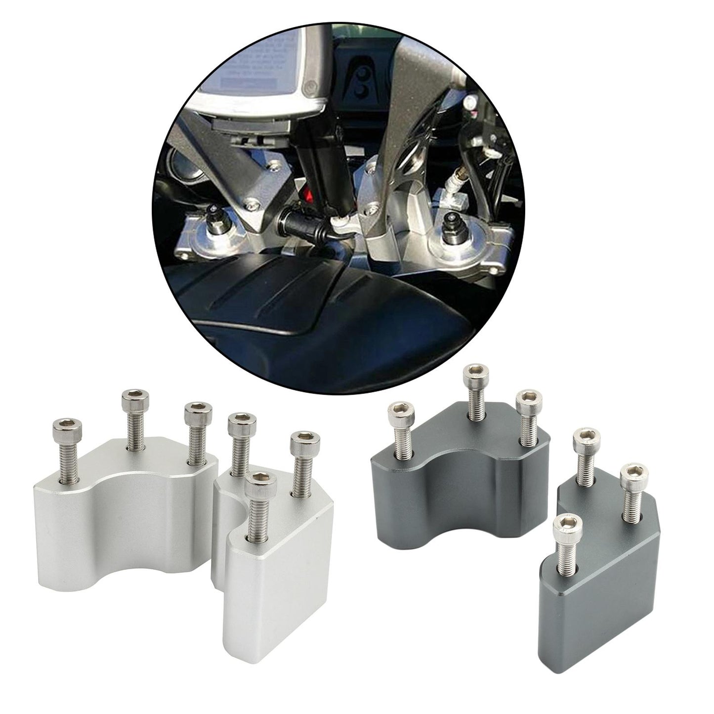 Aluminum Handlebar Risers for Kawasaki GTR1400 Easy Install Silver