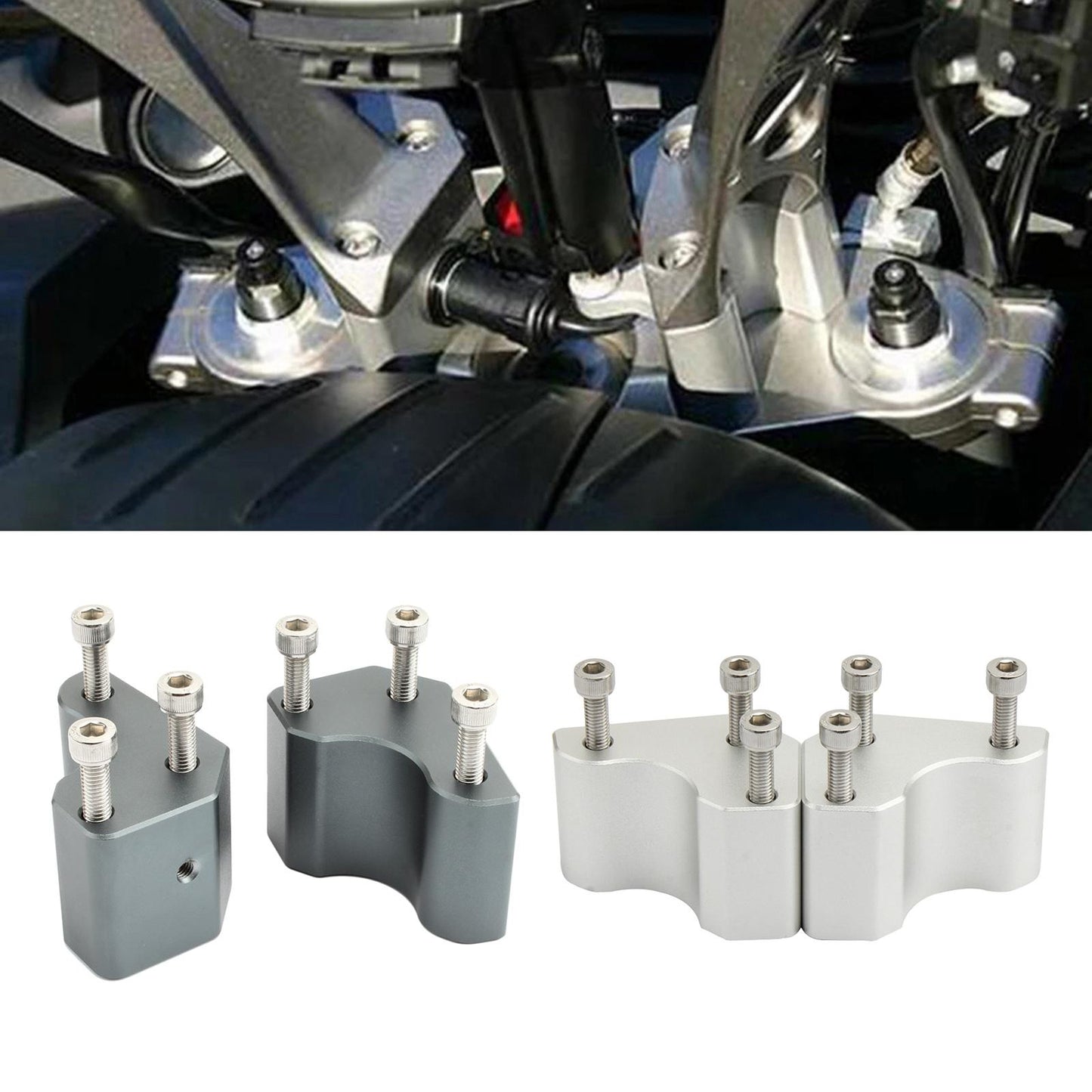 Aluminum Handlebar Risers for Kawasaki GTR1400 Easy Install Silver