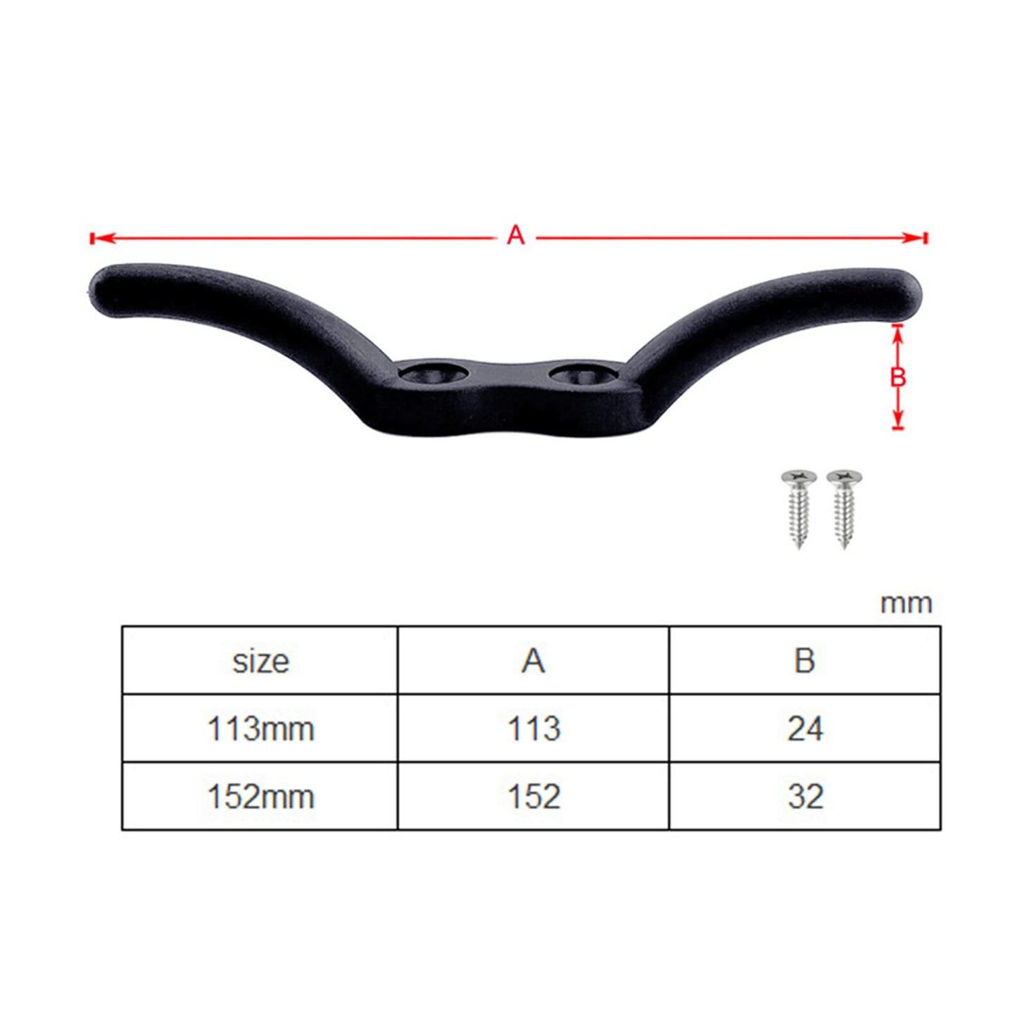 Marine Grade Nylon Flagpole Rope Cleat w/ Hardware Mount Screw 152mm