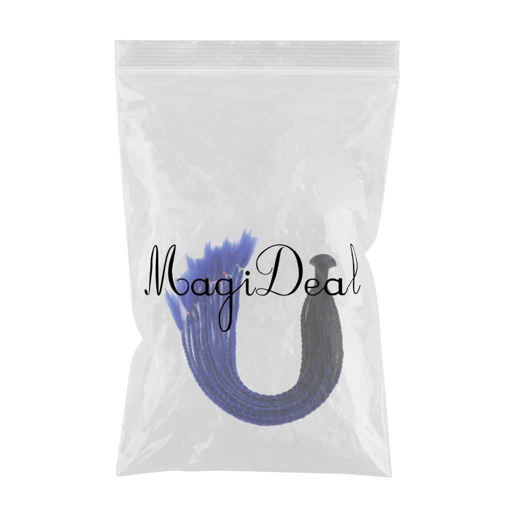 55cm Hair Helmet Pigtail Gradient Ponytail for Motorcycle Black Blue