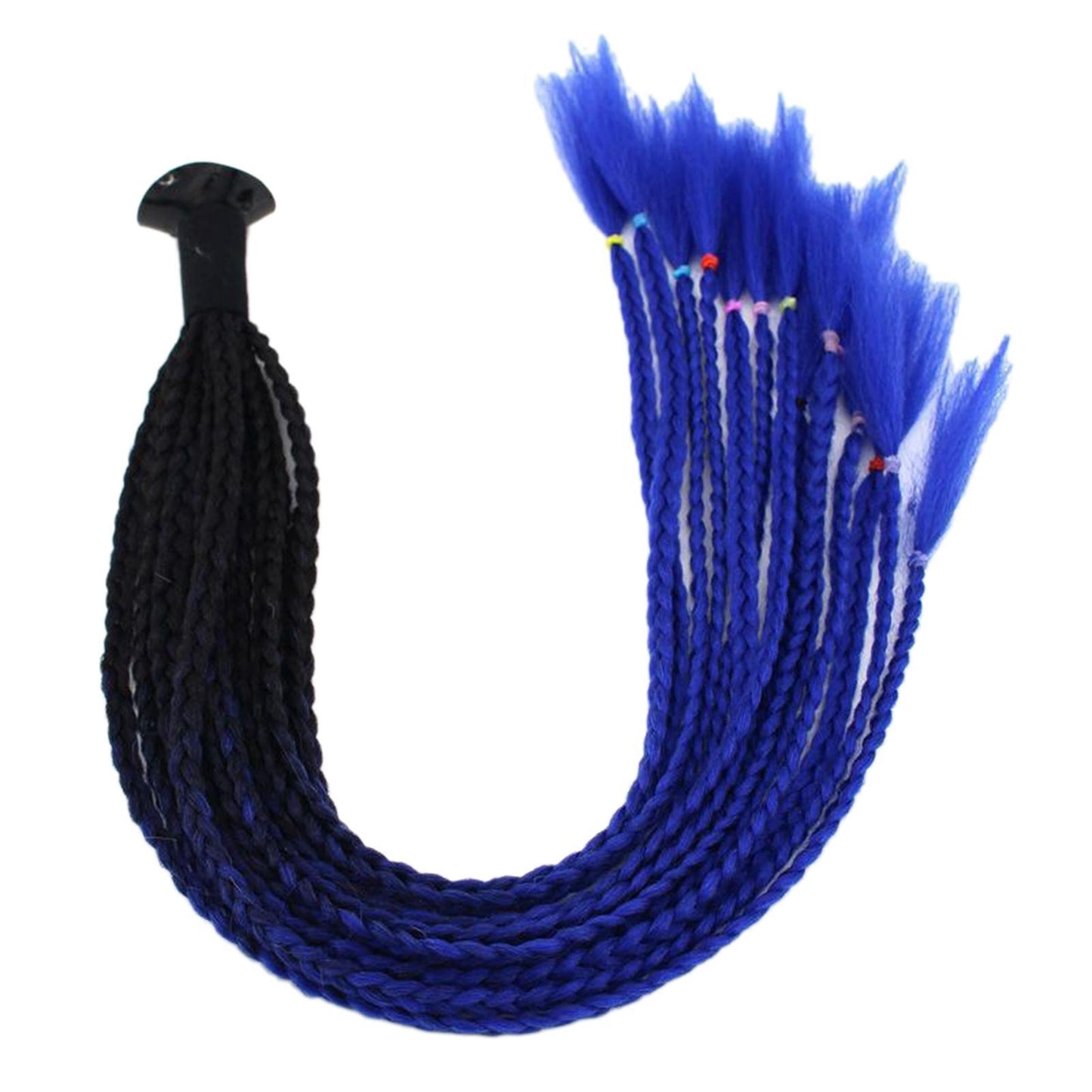 55cm Hair Helmet Pigtail Gradient Ponytail for Motorcycle Black Blue