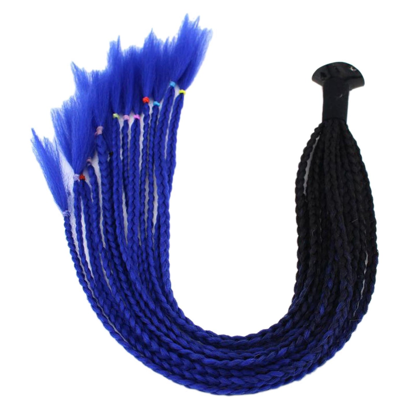 55cm Hair Helmet Pigtail Gradient Ponytail for Motorcycle Black Blue