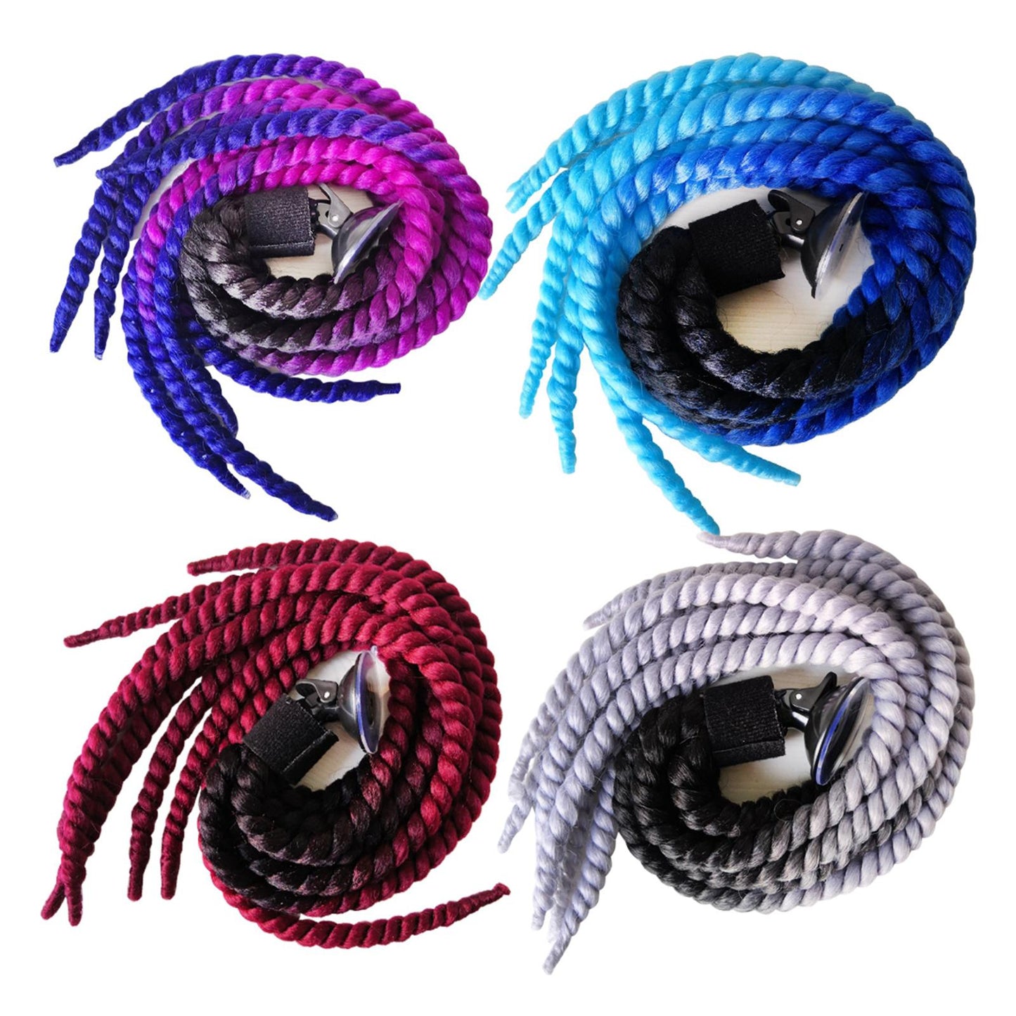 Helmet Hair Helmet Pigtail Gradient Ramp for Motorcycle Black Wine Red
