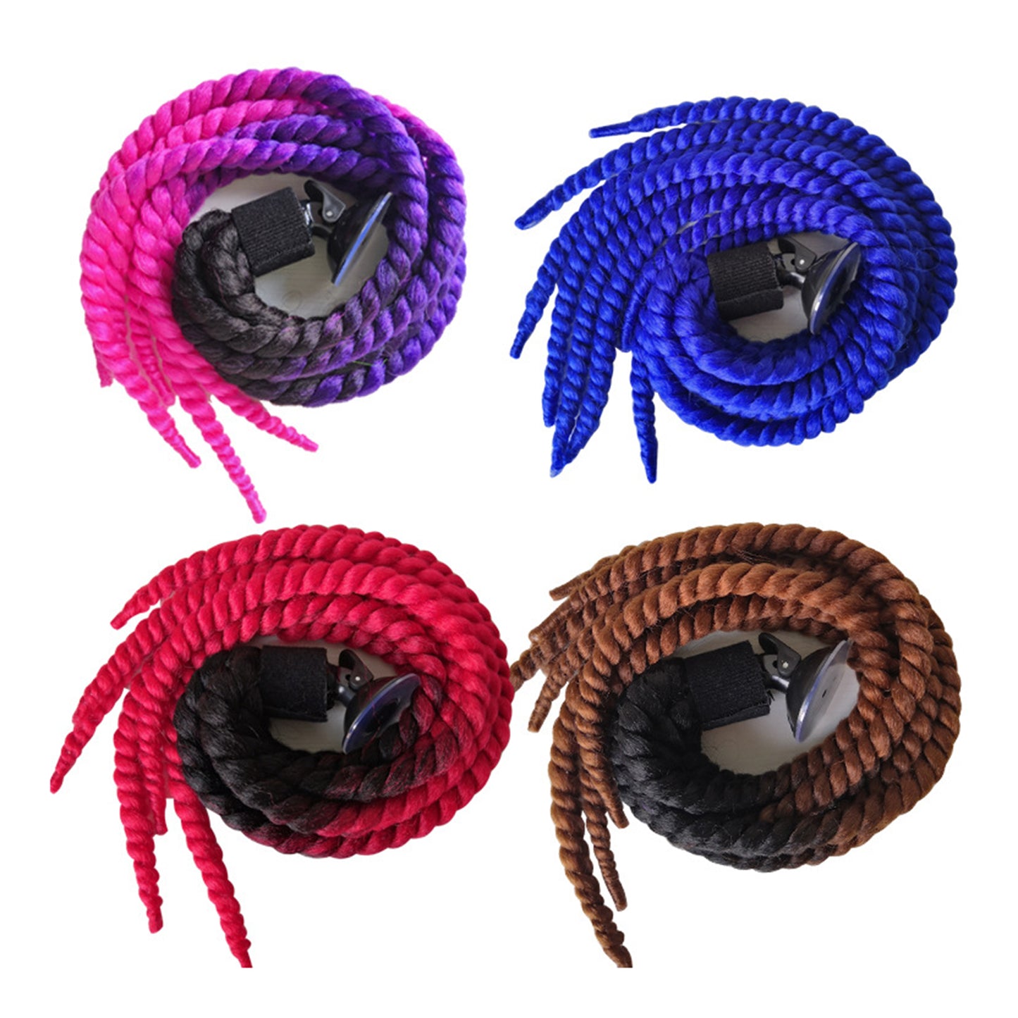 Helmet Hair Helmet Pigtail Gradient Ramp for Motorcycle Black Brown