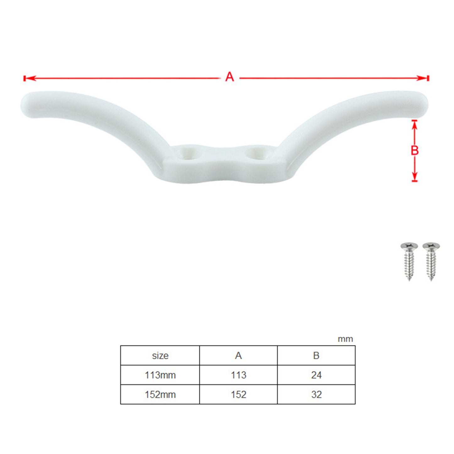 Marine Rope Cleat Hook with Mounting Screws Boat Mooring Accessories 152mm