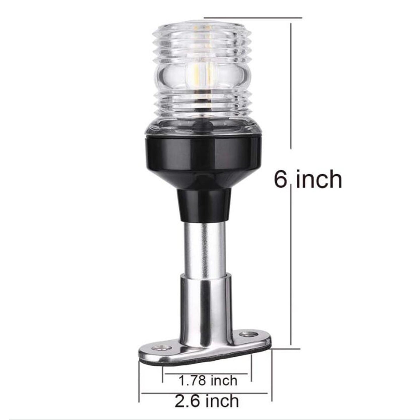 Boat Pontoon 3 Nautical Mile Anchor Light White LED Fixed Mount 6 inch