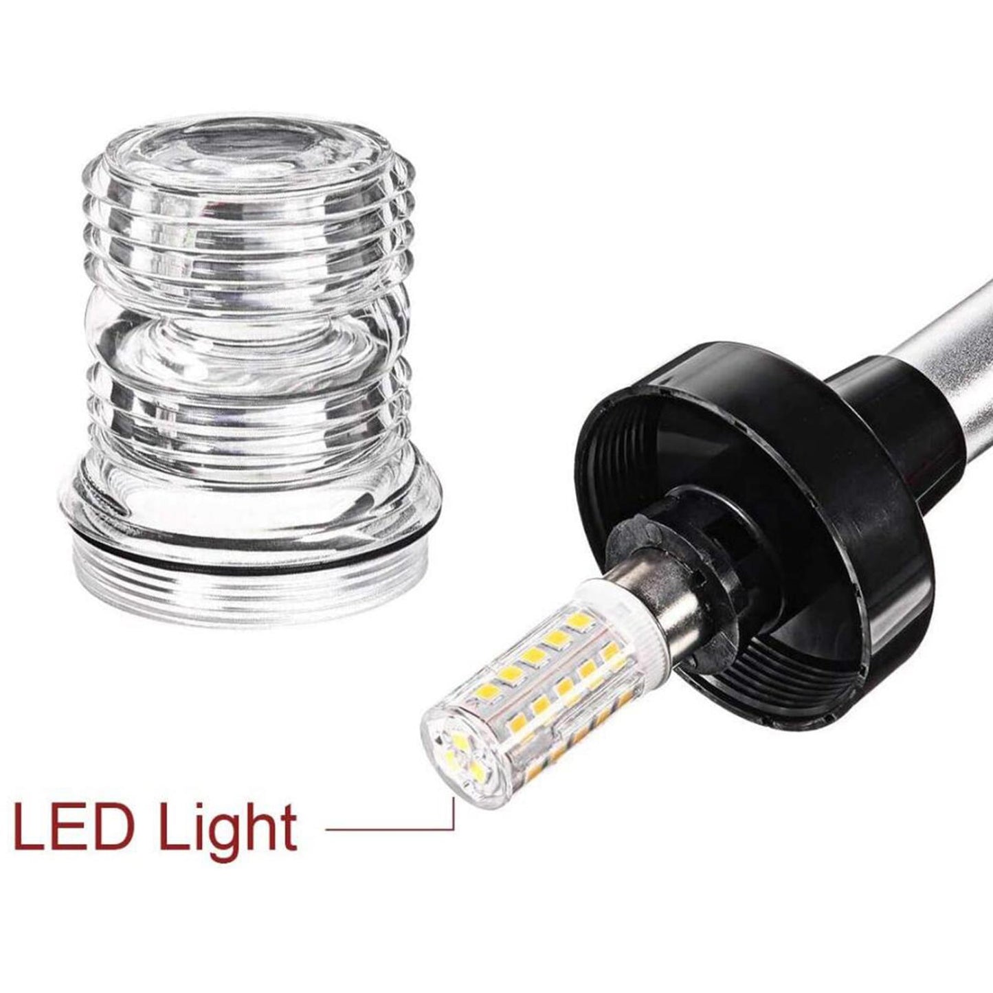 Boat Pontoon 3 Nautical Mile Anchor Light White LED Fixed Mount 10 inch