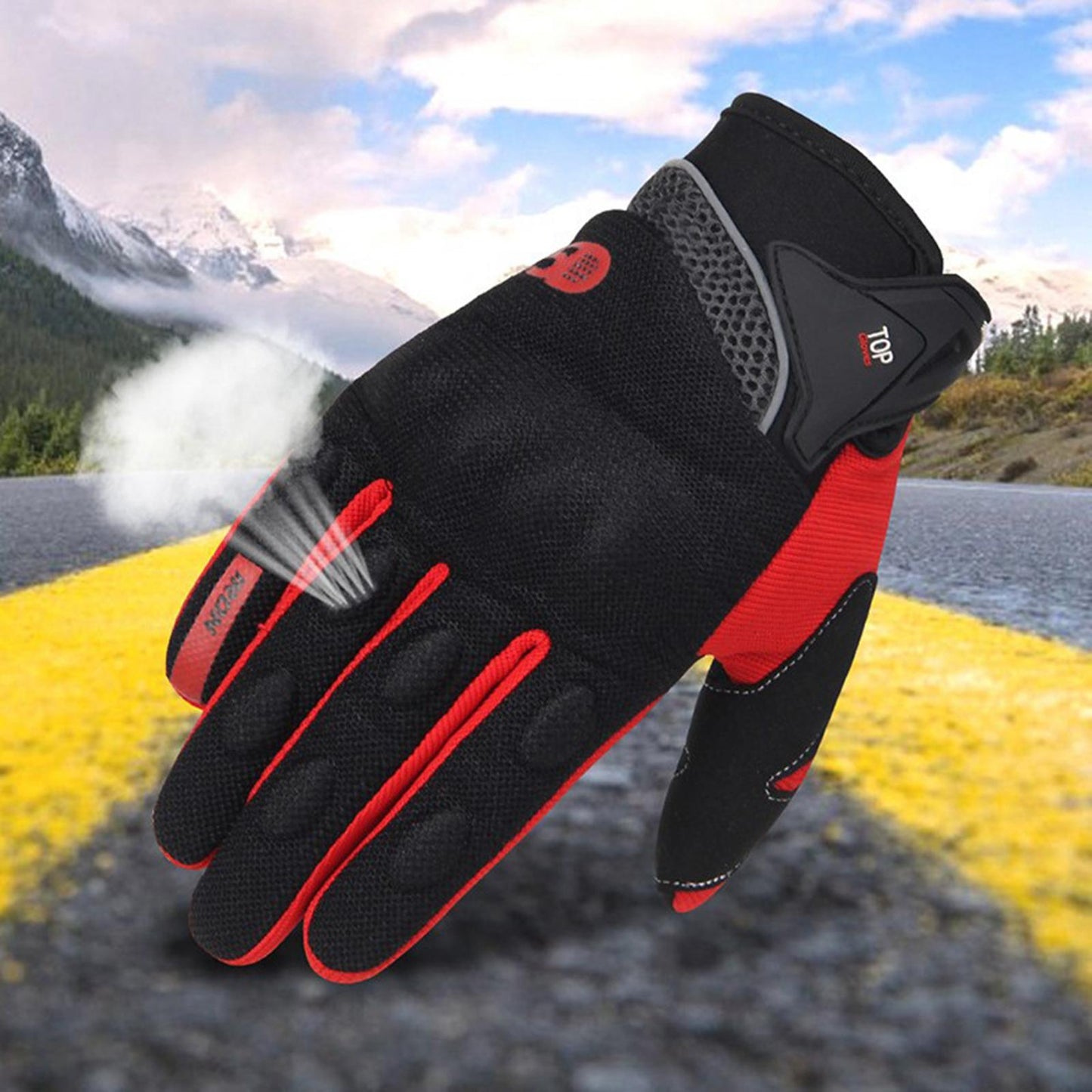 Touchscreen Motorbike Motorcycle Short Summer Gloves Protection Red 2XL