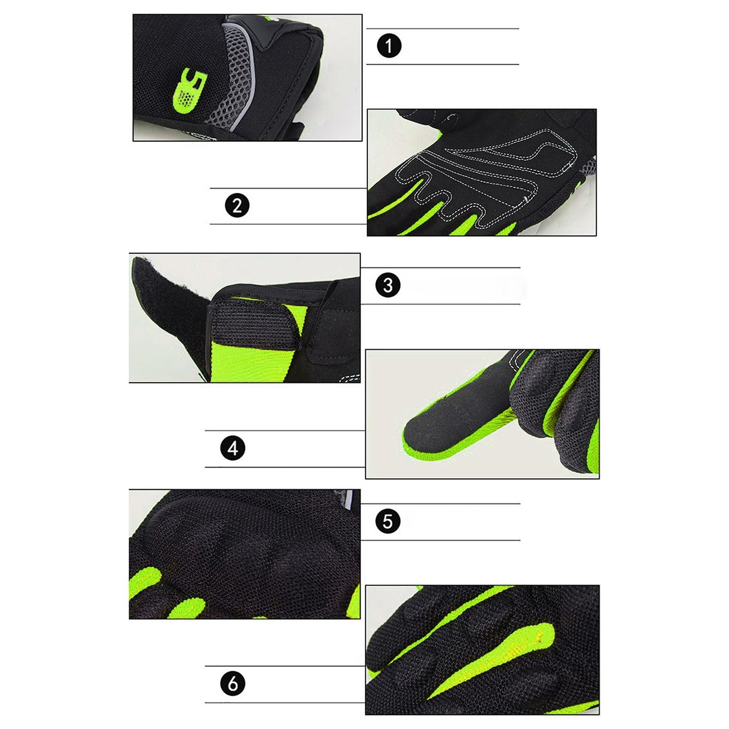 Touchscreen Motorbike Motorcycle Short Summer Gloves Protection Green XL