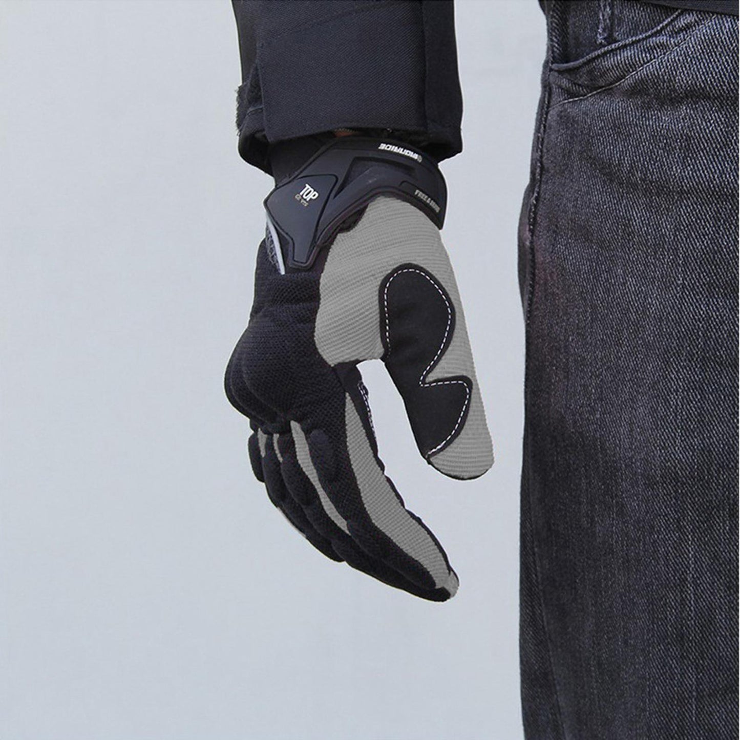 Touchscreen Motorbike Motorcycle Short Summer Gloves Protection Grey L