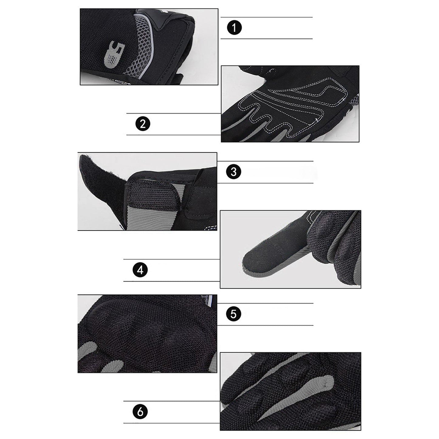 Touchscreen Motorbike Motorcycle Short Summer Gloves Protection Grey L