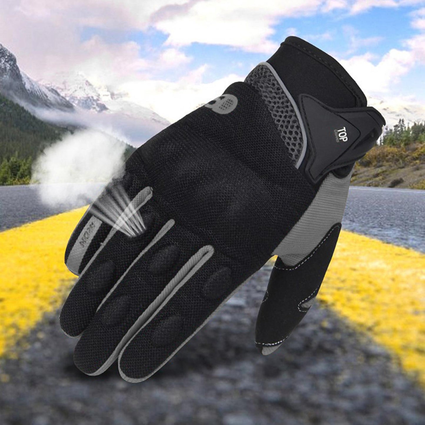 Touchscreen Motorbike Motorcycle Short Summer Gloves Protection Grey L