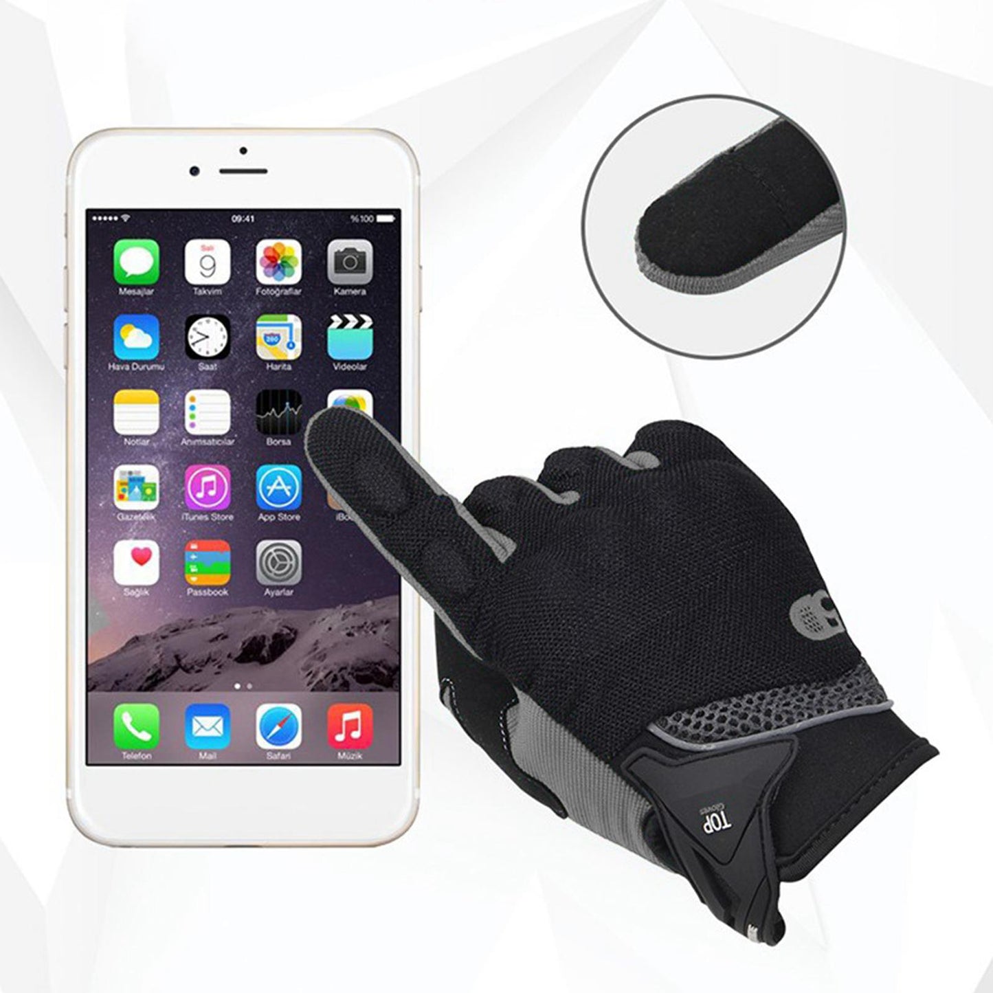Touchscreen Motorbike Motorcycle Short Summer Gloves Protection Grey L