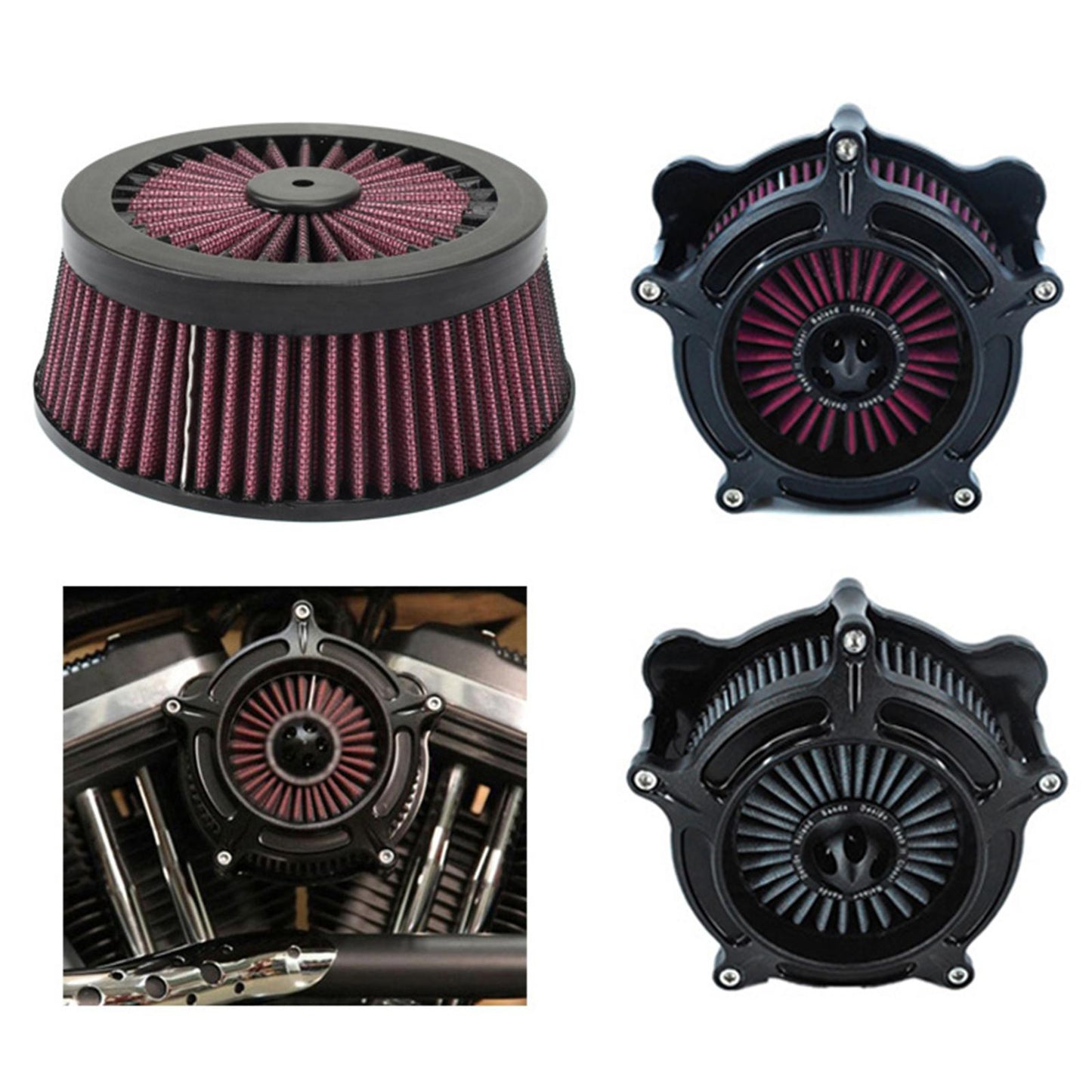 Air Cleaner Filter Component Replace For Harley Softail 2016-2017 black
