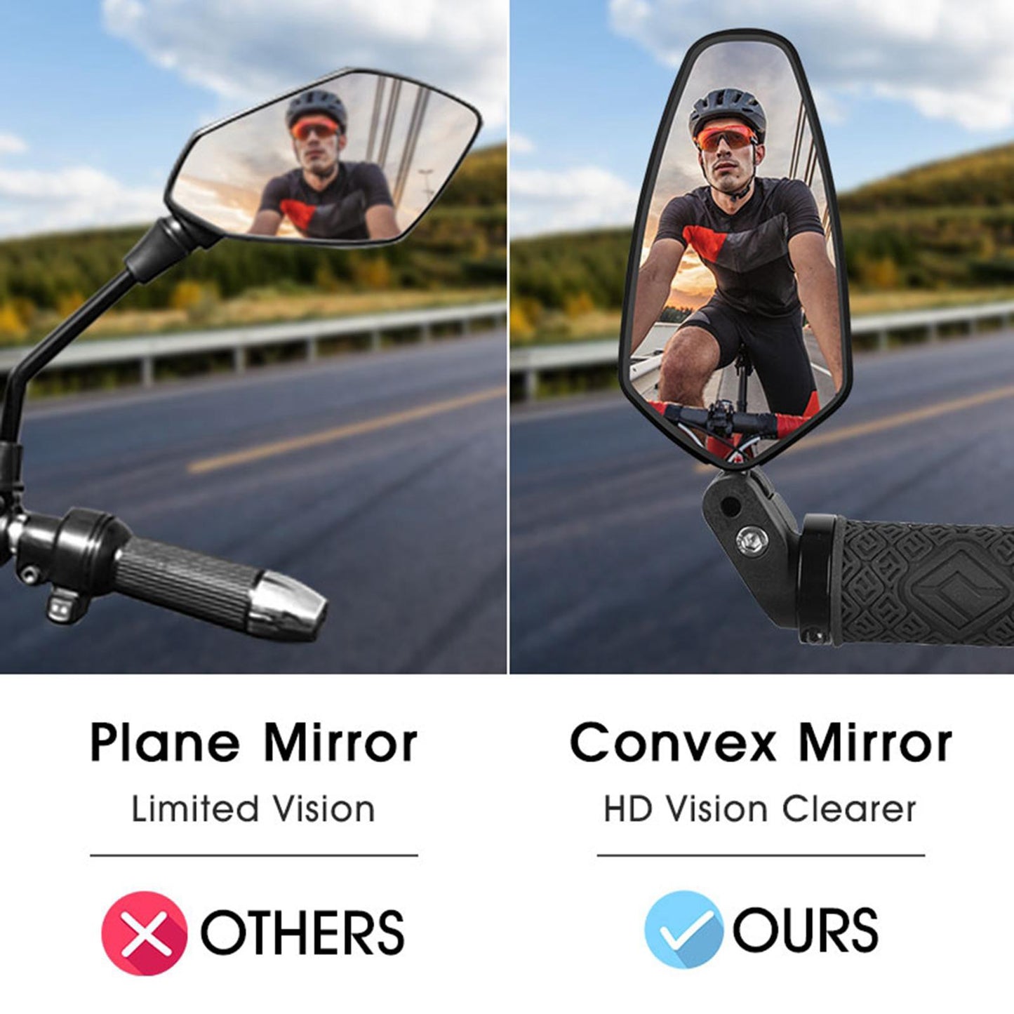 Bike Rear View Mirror Handlebar Installation for Universal Mountain Long