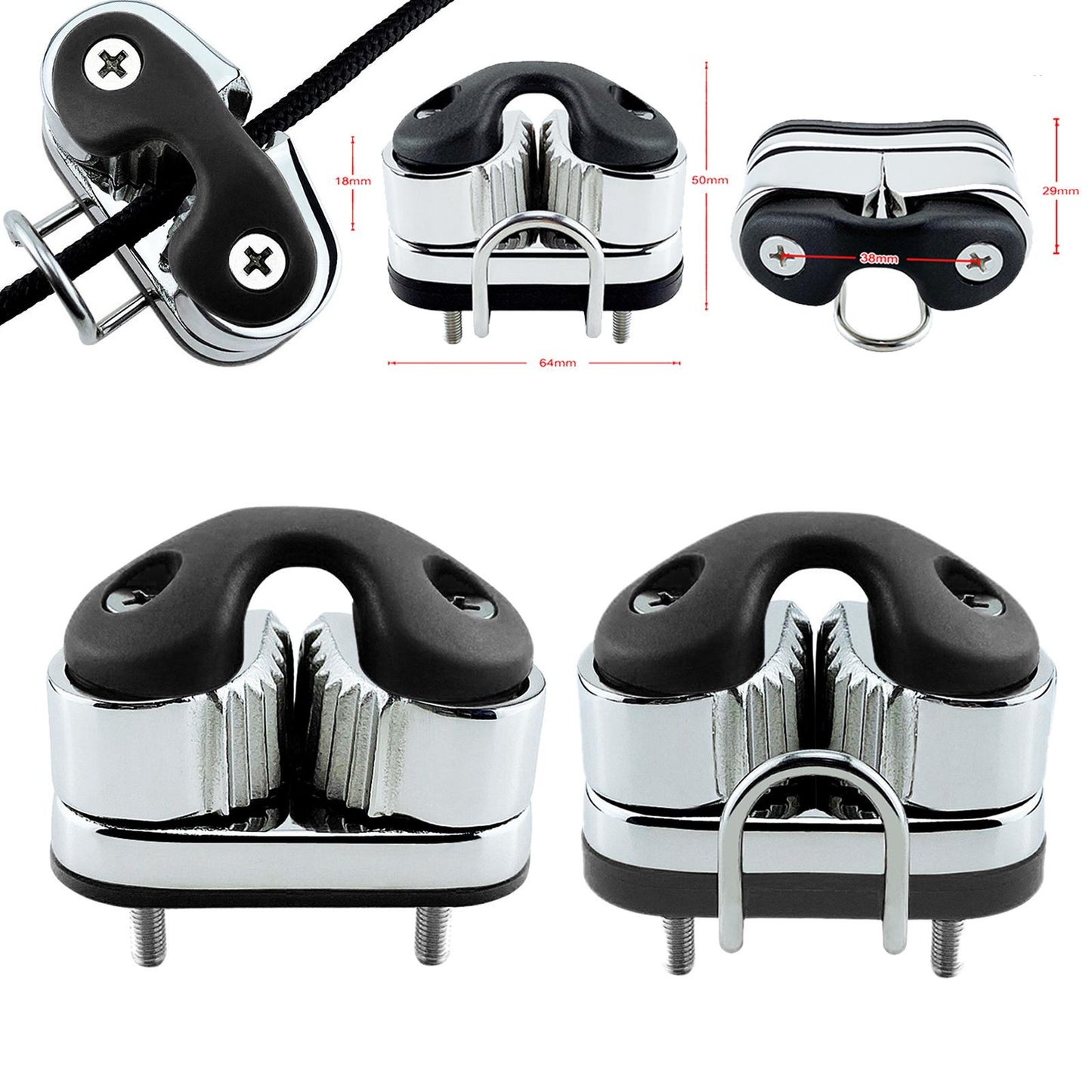 2 Row Ball Bearing Cam Cleat for Fairlead Sailing Marine no leading ring