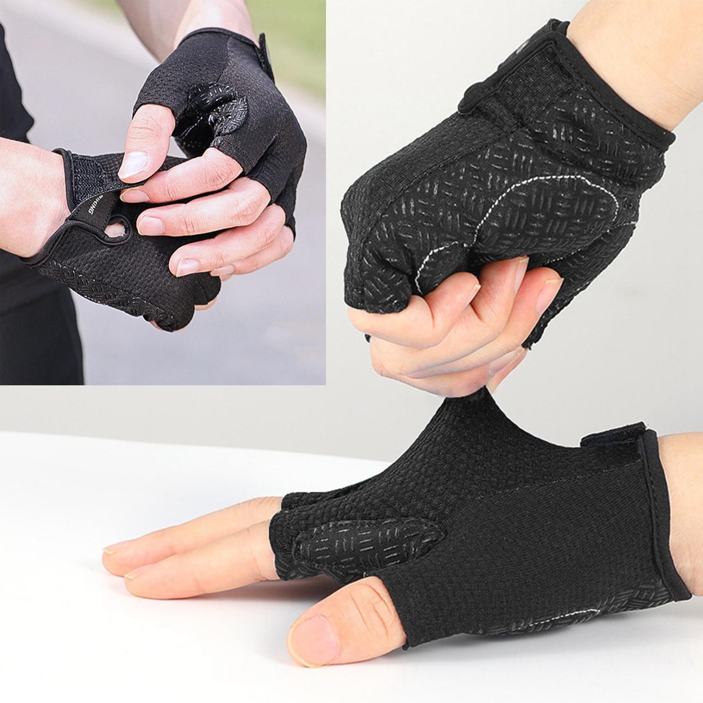 Half Finger Cycling Gloves Sports Light Weight Road Bike Unisex Black XL