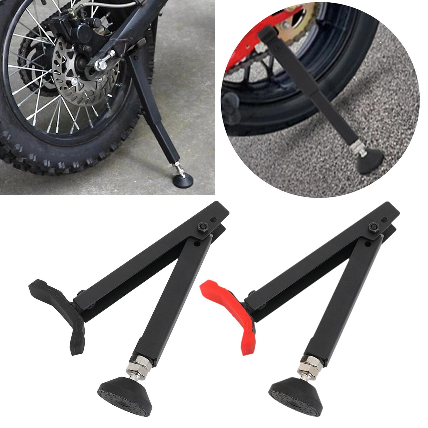 Motorcycle Wheel Support Side Stands for Scooter Dirt Bike black