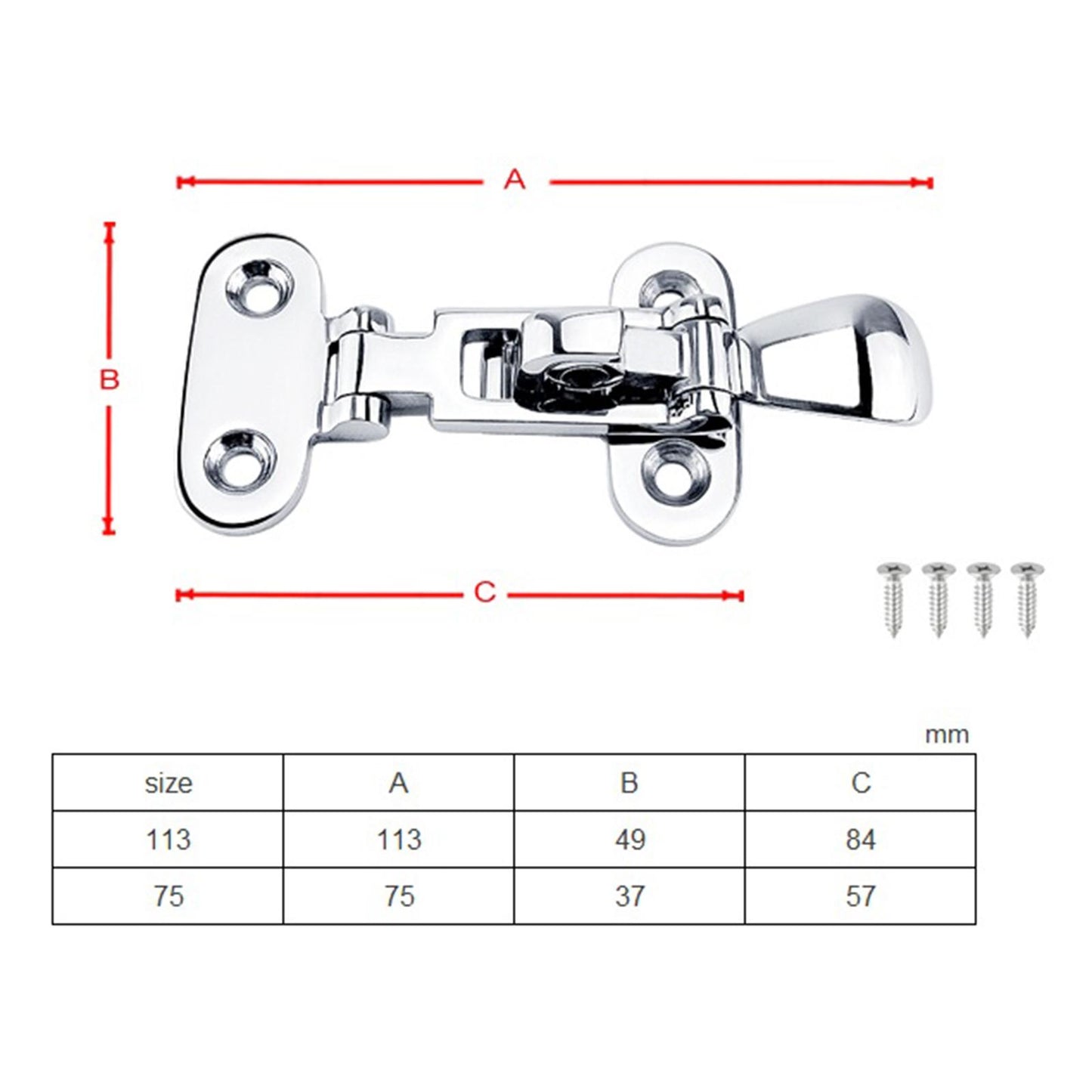 Marine Locker Hatch Anti-Rattle Latch Fastener Clamp Yacht Accessory 75mm