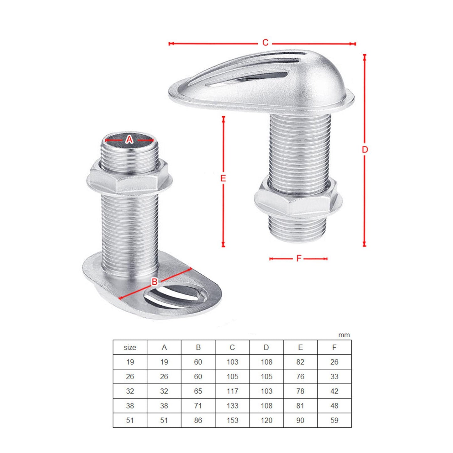 316 Stainless Steel Marine Boat Threaded Thru-Hull Intake Strainer 38mm