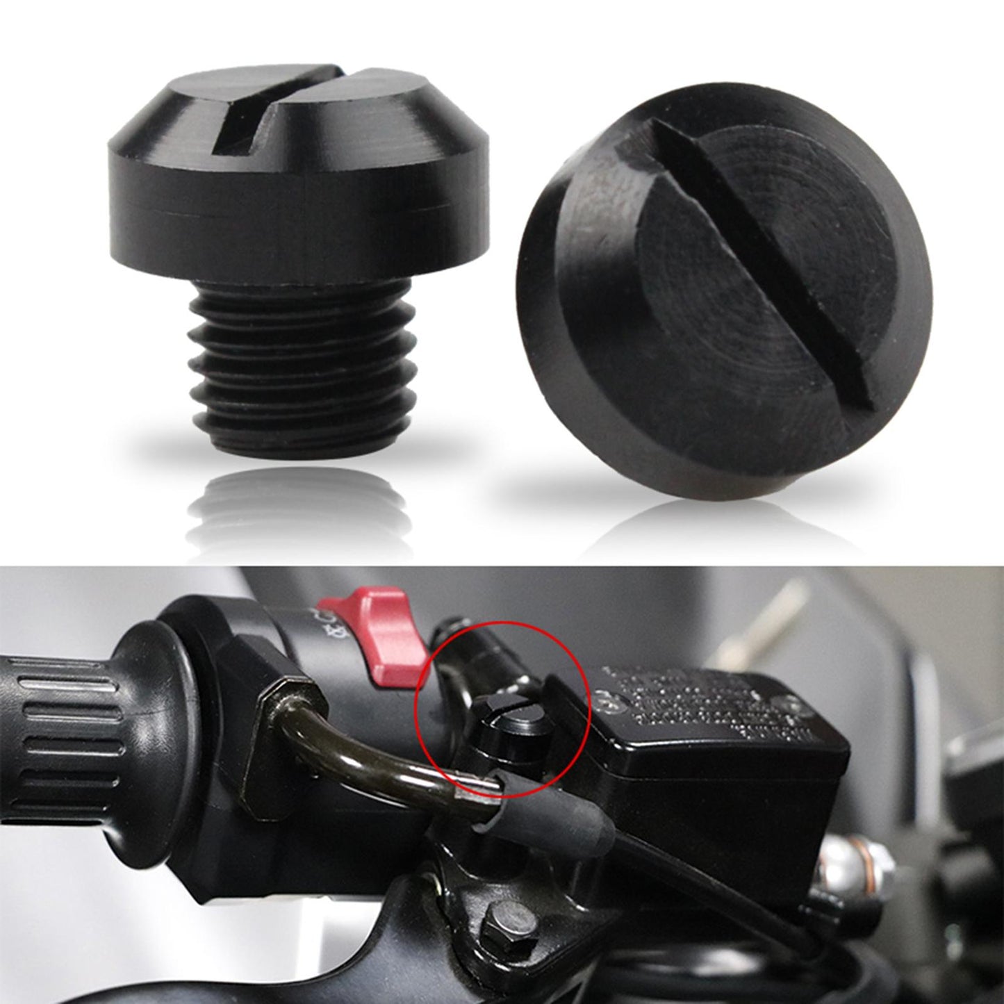 2 Pcs M10x1.25 Rearview Mirrors Thread Hole Plug Screw Bolts Black Reverse