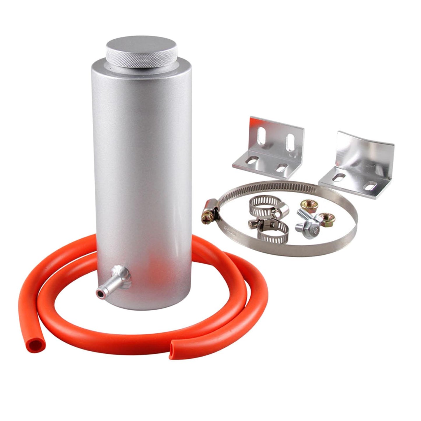 Universal Car Radiator Coolant Oil Catch Can Overflow Catch Tank Silver