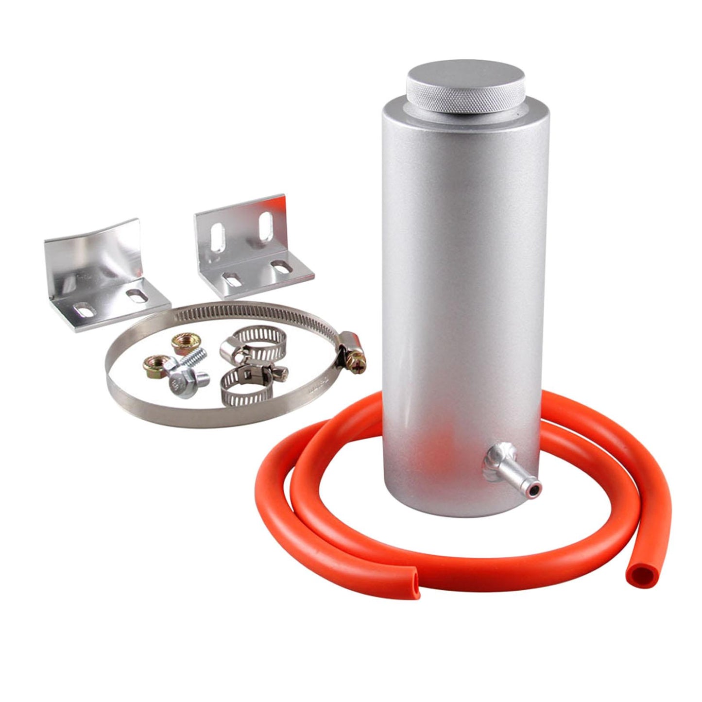 Universal Car Radiator Coolant Oil Catch Can Overflow Catch Tank Silver