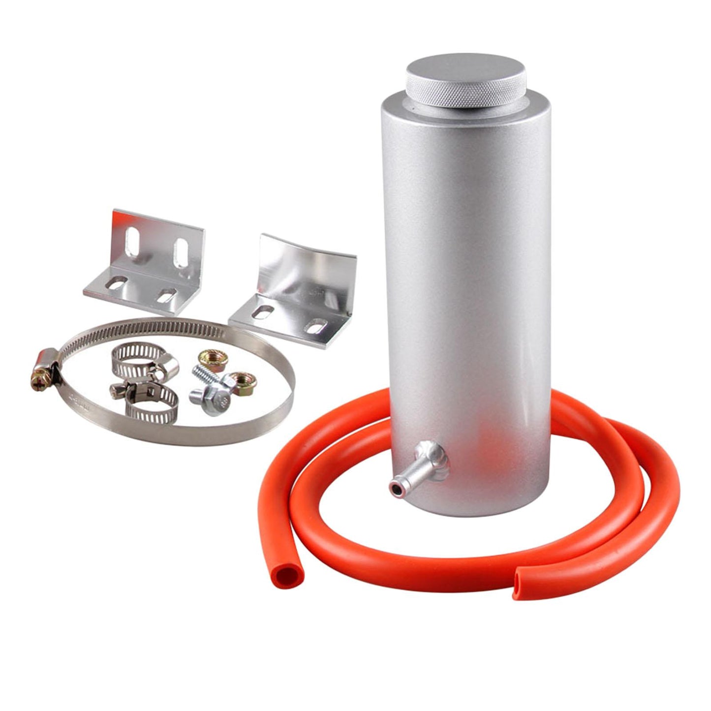 Universal Car Radiator Coolant Oil Catch Can Overflow Catch Tank Silver