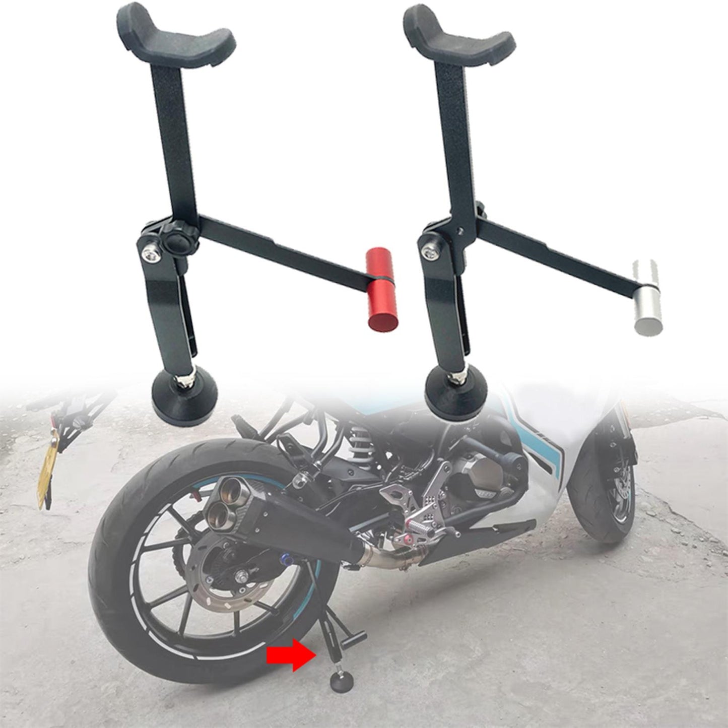 Foldable Motorcycle Wheel Lifter Lift Outdoor Frame for Suzuki Black Silver