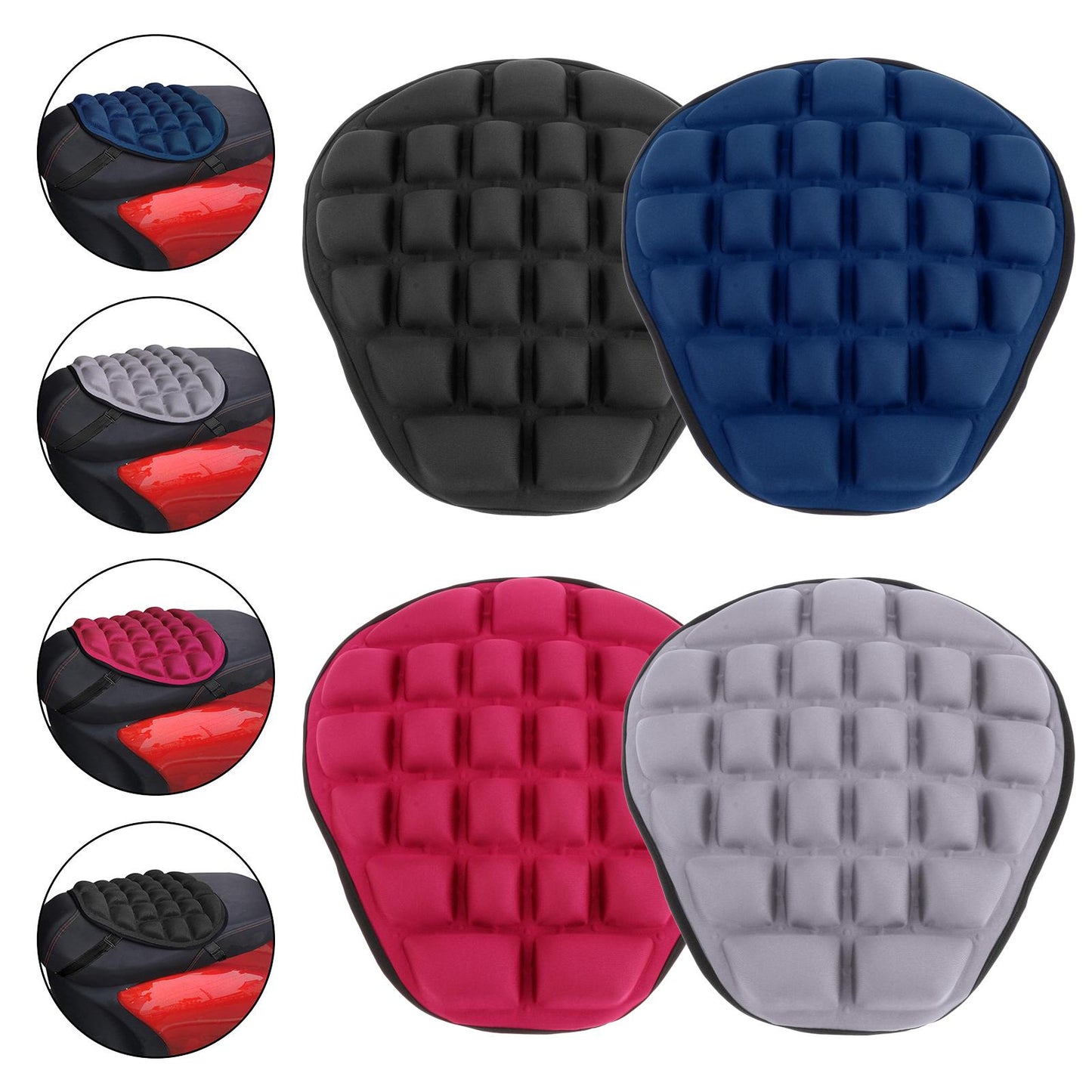 Airbags Air Motorcycle Seat Cushion Large Shock Absorption for Saddles black