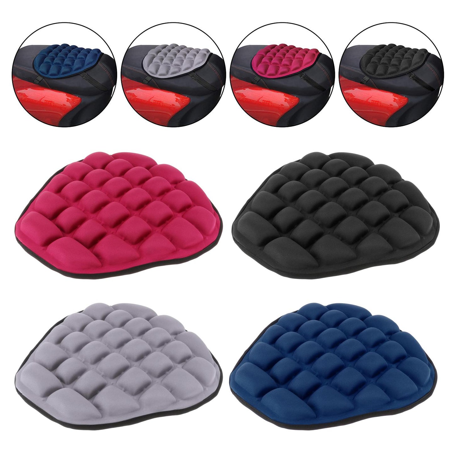 Airbags Air Motorcycle Seat Cushion Large Shock Absorption for Saddles black
