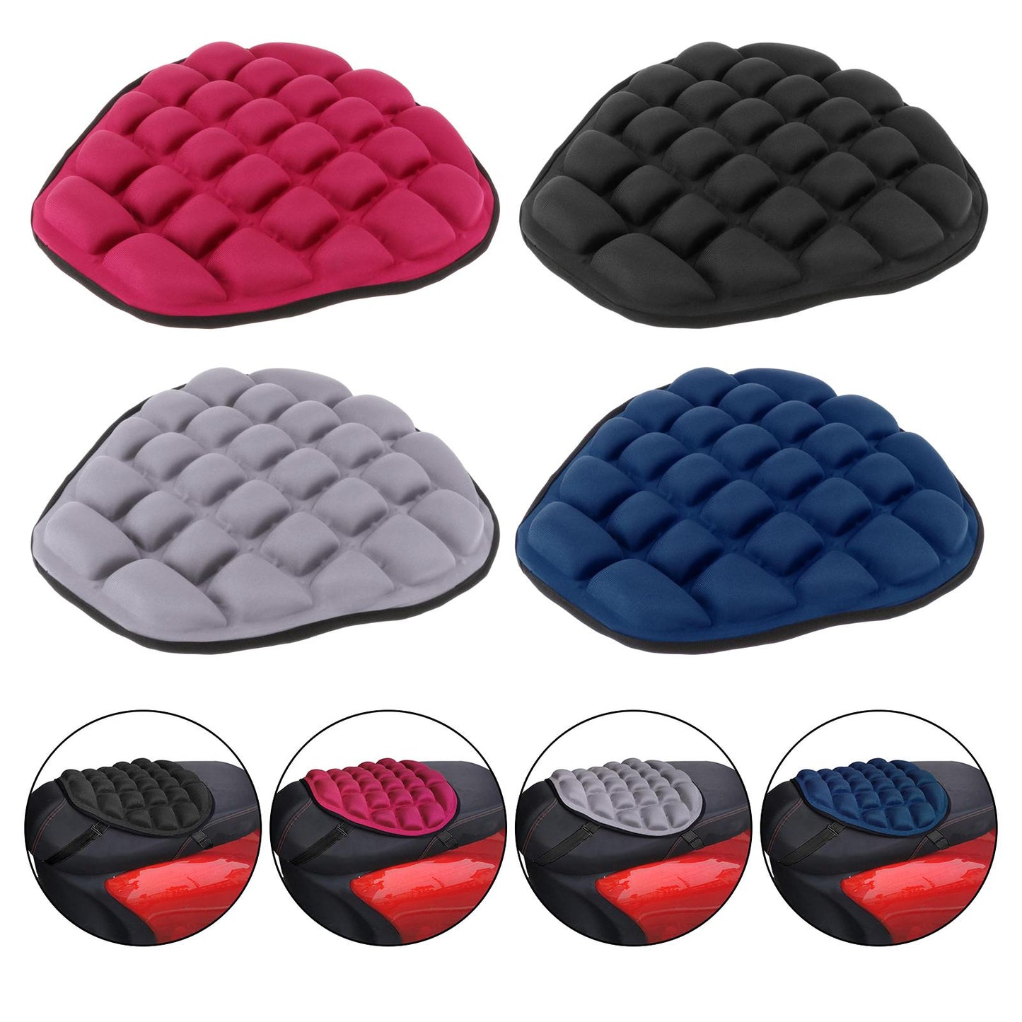 Airbags Air Motorcycle Seat Cushion Large Shock Absorption for Saddles black